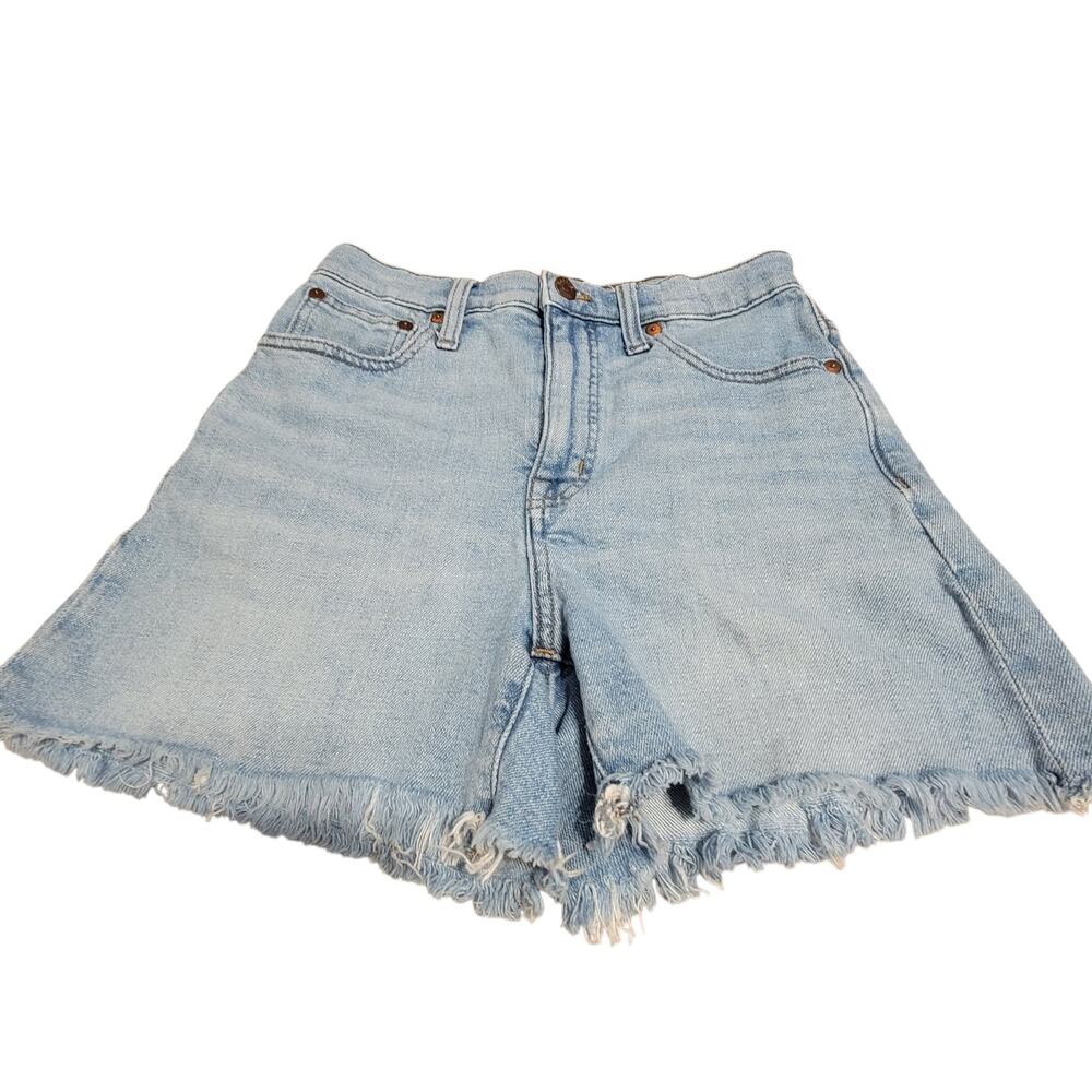 Madewell High-Rise Denim Shorts Women’s 24 Light Wash Raw Frayed Hem